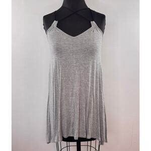 Bella Luxx Heather Gray Top Stretch Halter Neck Sleeveless Pullover Size Small S